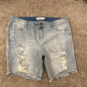 Light wash denim shorts